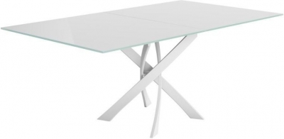 Gleason White Glass Top 6 Seater Extending Dining Table
