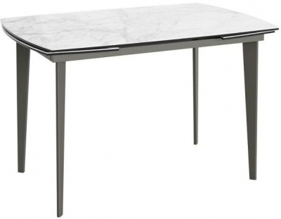 Product photograph of Horton Light Grey Marble Effect Glass Top Extending Dining Table from Choice Furniture Superstore
