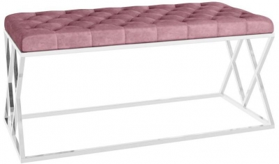 Product photograph of Houston Pink Plush Velvet And Chrome Bench from Choice Furniture Superstore