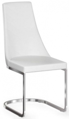 Product photograph of Set Of 2 Mia White Faux Leather Cantilever Dining Chair With Chrome Base from Choice Furniture Superstore