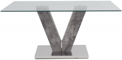 Clearance Radford Dining Table Glass And Grey Stone B348
