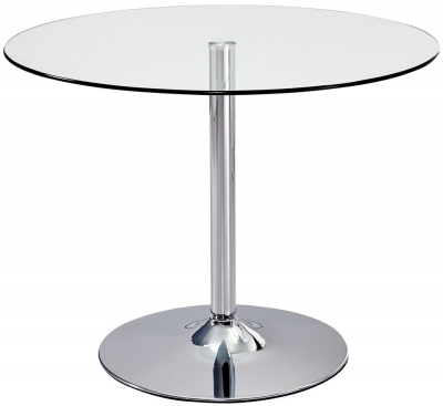 Product photograph of Clearance - Turner Round Dining Table - Glass And Chrome - D611 from Choice Furniture Superstore