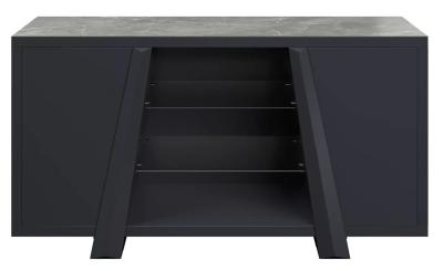 Brando 160cm Grey Ceramic Large Sideboard Black Base