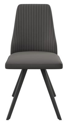 Set Of 2 Azzaro Dark Grey Leather Dining Chair