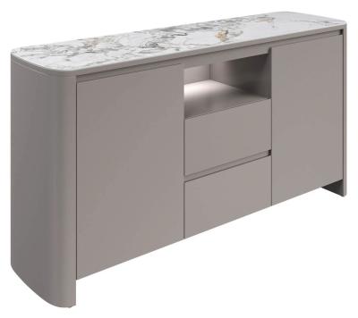 Milano White And Grey Ceramic 150cm Large Sideboard 2 Doors