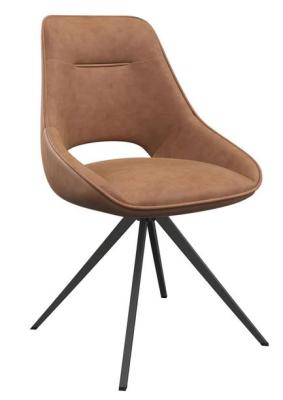 Set Of 2 Cerutti Tan Faux Leather Swivel Dining Chair