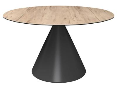 Alonso Oak Effect Ceramic Round Swivel Extending Dining Table 85cm135cm