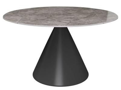 Alonso Gloss Grey Ceramic Round Swivel Extending Dining Table 85cm135cm