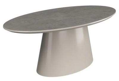 Simoni Light Grey Concrete Effect Oval Coffee Table