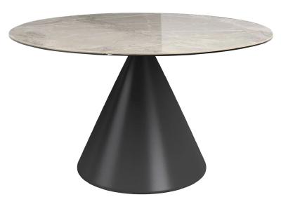 Alonso Light Grey Ceramic Round Swivel Extending Dining Table 85cm135cm