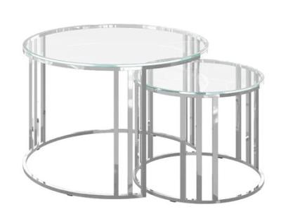 Eclipse Glass And Silver Set Of 2 Round Coffee Tables