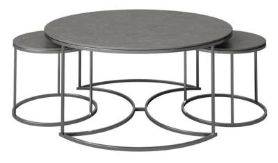 Orlando Grey Ceramic Set Of 3 Round Coffee Tables