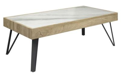 Viking White Ceramic Coffee Table With Hairpin Legs