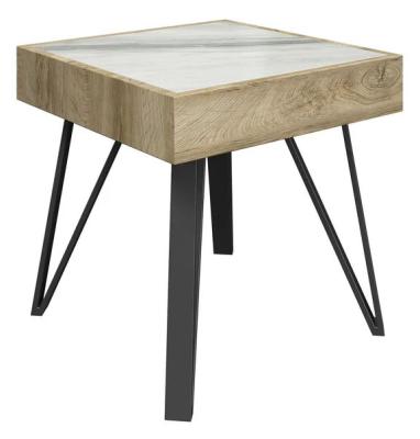 Viking White Ceramic Side Table With Hairpin Legs