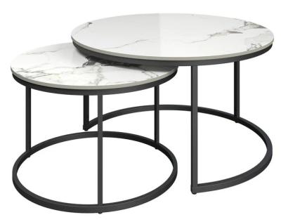 Zico White Ceramic Set Of 2 Round Coffee Tables