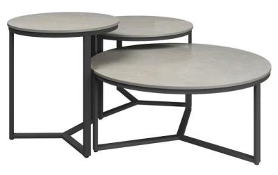 Roma Grey Ceramic 3 Tier Round Coffee Tables