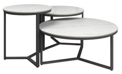 Roma White Ceramic 3 Tier Round Coffee Tables