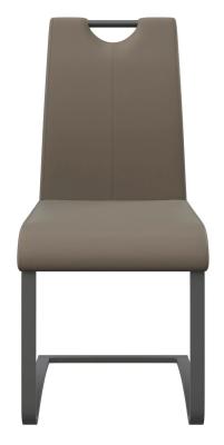 Set Of 2 Gabi Leather Dining Chair Taupe And Grey Faux Cantilever Base