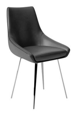 Set Of 2 Lanna Grey Leather Dining Chair With Chrome Legs