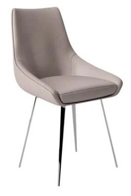 Set Of 2 Lanna Taupe Leather Dining Chair With Chrome Legs