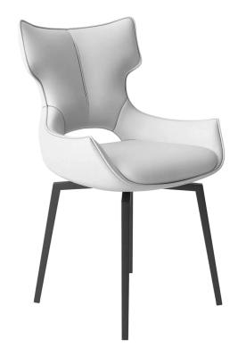 Set Of 2 Raffaello White Leather Swivel Dining Chair