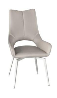 Set Of 2 Spinello Taupe Leather Swivel Dining Chair