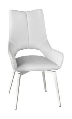 Set Of 2 Spinello White Leather Swivel Dining Chair