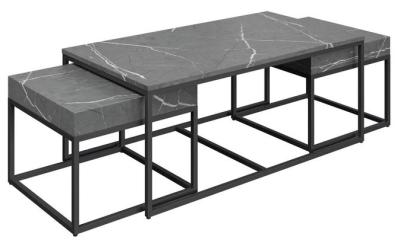 Delma Grand Grey Marble Effect Set Of 2 Coffee Tables