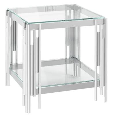 Product photograph of Vasari Glass And Chrome Side Table from Choice Furniture Superstore