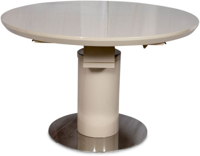 Product photograph of Romeo Cream Gloss 4-6 Seater Round Pedestal Extending Dining Table from Choice Furniture Superstore