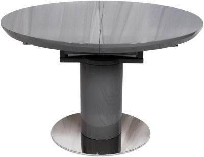 Product photograph of Romeo Grey Gloss 4-6 Seater Round Pedestal Extending Dining Table from Choice Furniture Superstore