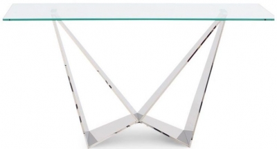 Product photograph of Alanson Console Table - Glass And Chrome from Choice Furniture Superstore
