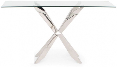 Product photograph of Pinedale Console Table - Glass And Chrome from Choice Furniture Superstore