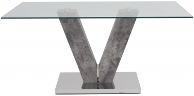 Product photograph of Radford Dining Table - Glass And Grey Stone - 6 Seater from Choice Furniture Superstore