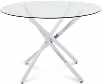 Product photograph of Hillburn Round Dining Table - Glass And Chrome from Choice Furniture Superstore