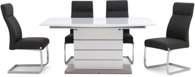 Product photograph of Massimo Grey Gloss Butterfly Extending Dining Set With 4 Dante Grey Chairs from Choice Furniture Superstore
