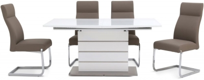 Product photograph of Massimo Grey Gloss Butterfly Extending Dining Set With 4 Dante Taupe Chairs from Choice Furniture Superstore