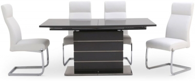 Product photograph of Massimo Grey Gloss Butterfly Extending Dining Set With 4 Dante White Chairs from Choice Furniture Superstore