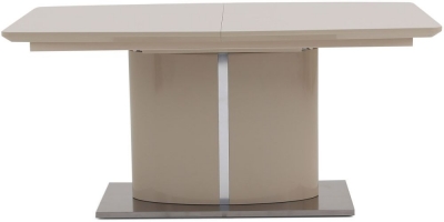 Product photograph of Flavio Cream Gloss 6-10 Seater Butterfly Extending Dining Table With Pedestal Base from Choice Furniture Superstore