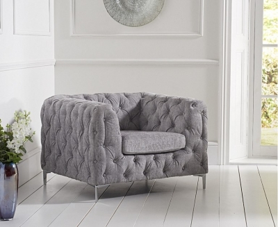 Alicia Grey Plush Fabric Armchair Clearance Fs374