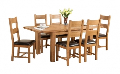 Product photograph of Dorset Oak Large Extending Dining Table And 6 Chairs from Choice Furniture Superstore