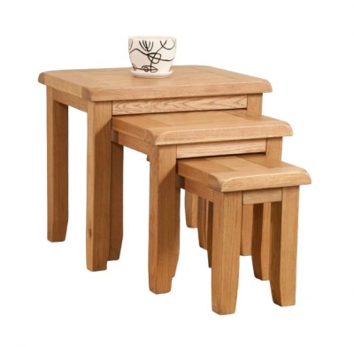 Product photograph of Dorset Oak Nest Of Tables from Choice Furniture Superstore