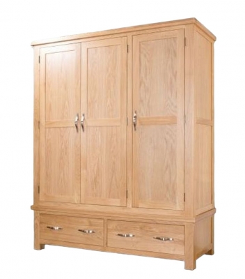 Product photograph of Cambridge Oak 3 Door Wardrobe from Choice Furniture Superstore