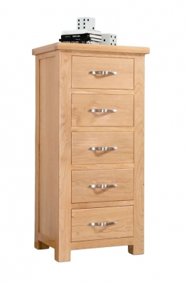 Product photograph of Cambridge Oak 5 Drawer Chest from Choice Furniture Superstore