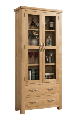 Product photograph of Cambridge Oak Display Cabinet from Choice Furniture Superstore