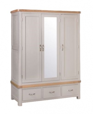 Product photograph of Clarion Oak And Grey Painted 3 Door Wardrobe from Choice Furniture Superstore