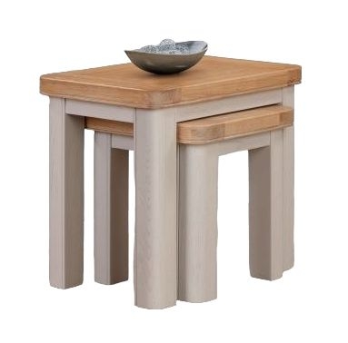 Product photograph of Clarion Oak And Grey Painted Nest Of Tables from Choice Furniture Superstore