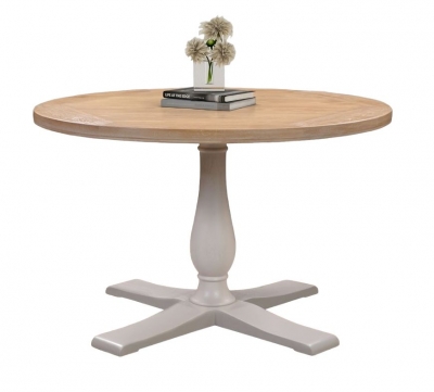 Product photograph of Clarion Oak And Grey Painted Round Dining Table from Choice Furniture Superstore