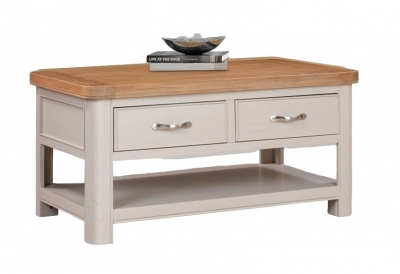 Product photograph of Clarion Oak And Grey Painted Storage Coffee Table from Choice Furniture Superstore