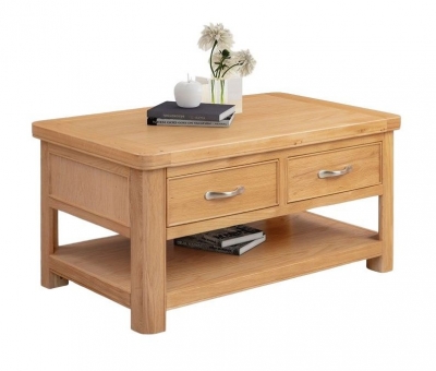 Product photograph of Clarion Oak Storage Coffee Table from Choice Furniture Superstore